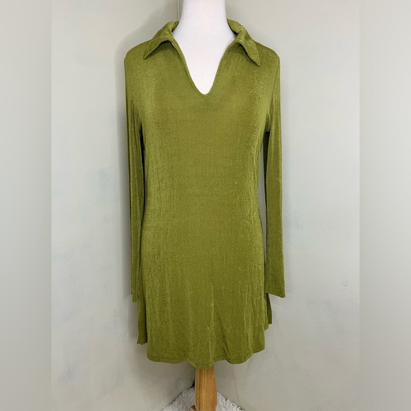 Vintage Y2K Lime Green Dress Medium - Picture 1 of 8